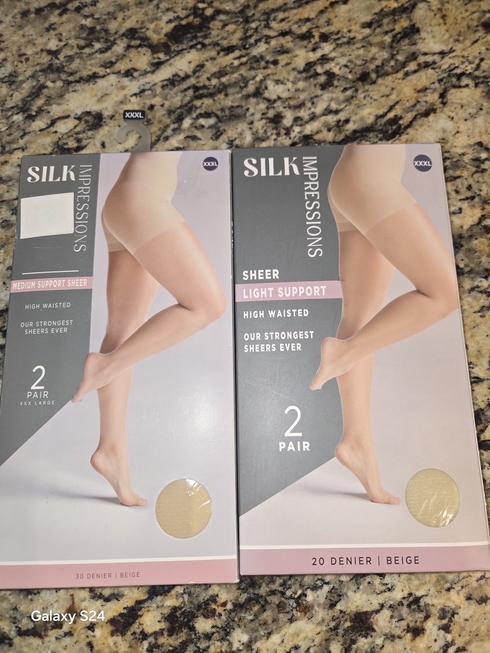 Impressions Silk Sheer Beige High-Waist Hosiery Womens XXXL 4 Pair New